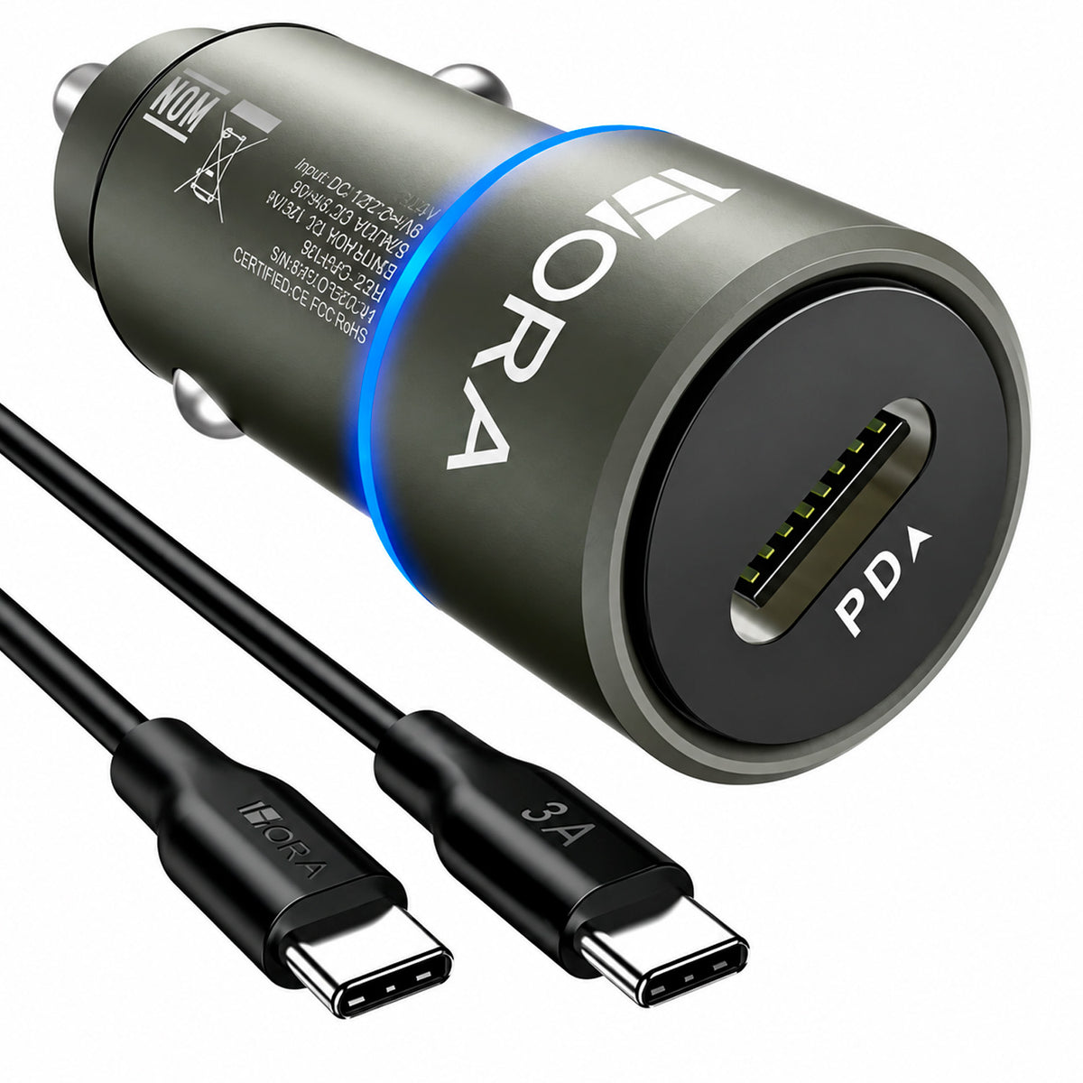 Cargador Auto Con Cable Tipo-C a Tipo-C 1m 20W 1hora Gar156