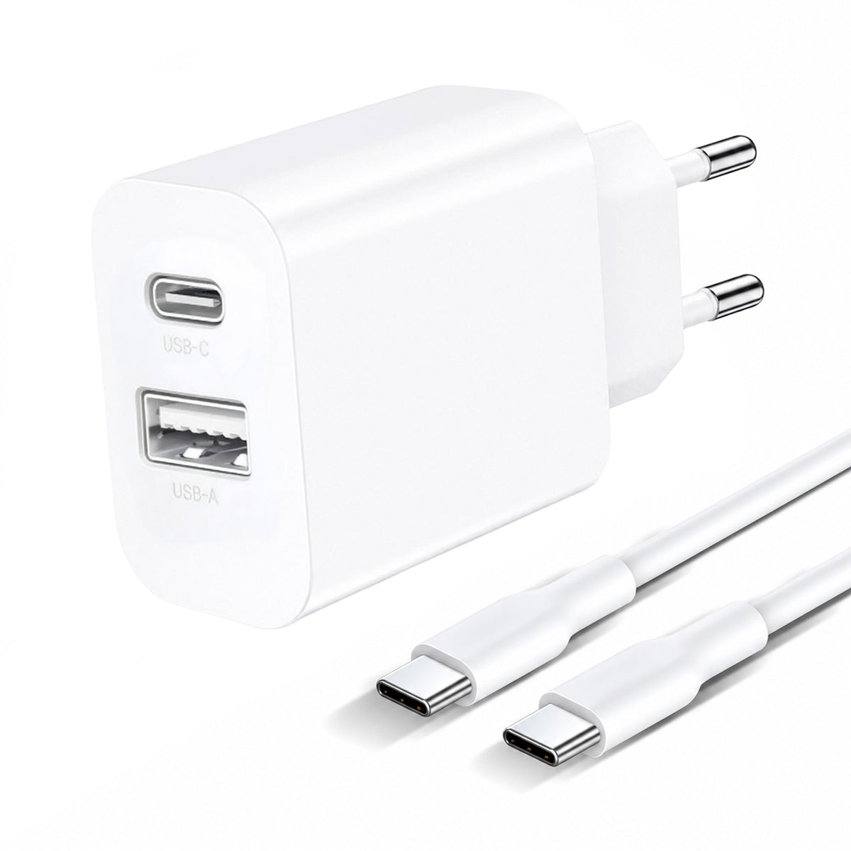 Cargador 20W USB-C / USB-A Dual Cable Tipo C 1Hora GAR162B