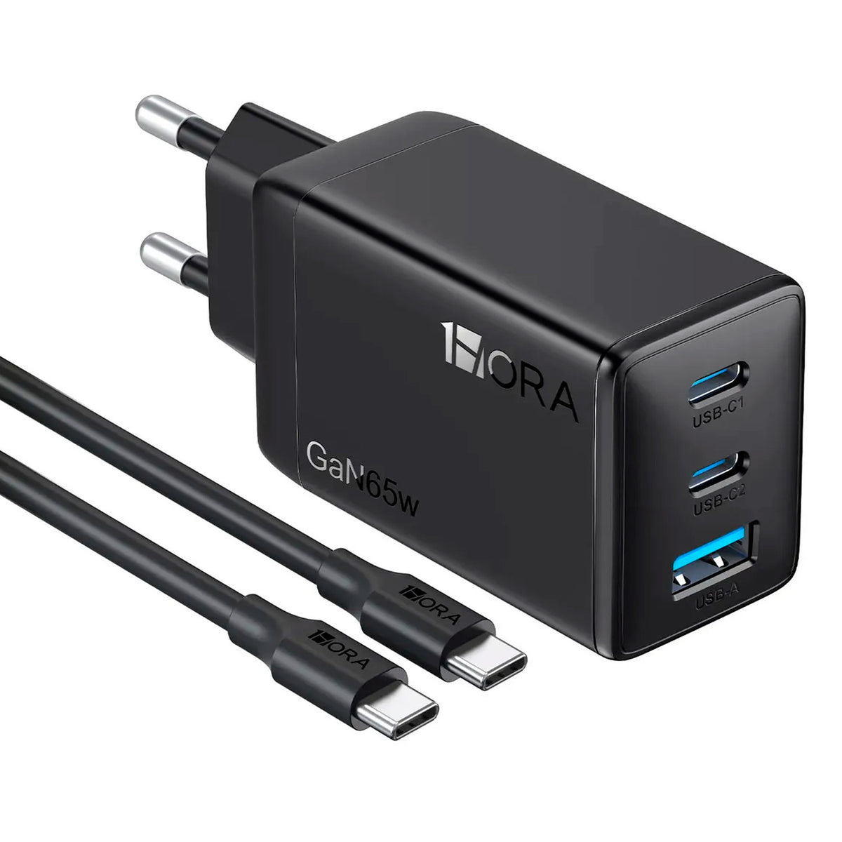 Cargador 1Hora Super Carga Rapida GAR322 GaN 65W 3 Puertos