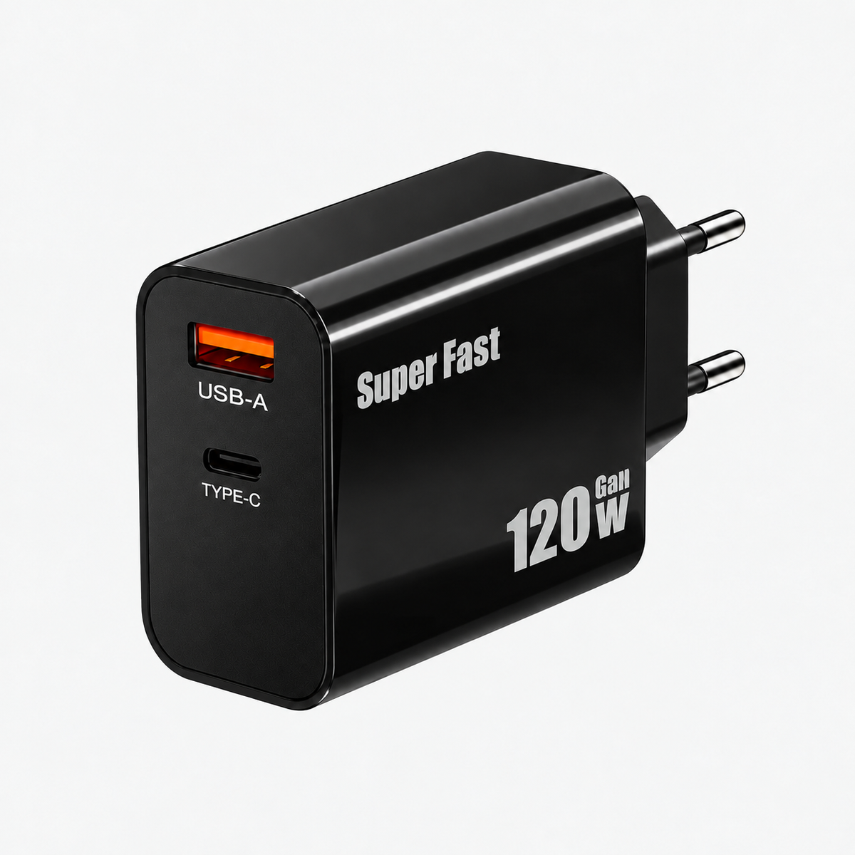 Cargador Carga Rapida 2 Puertos USB-C USB-A 120W 1m GaN