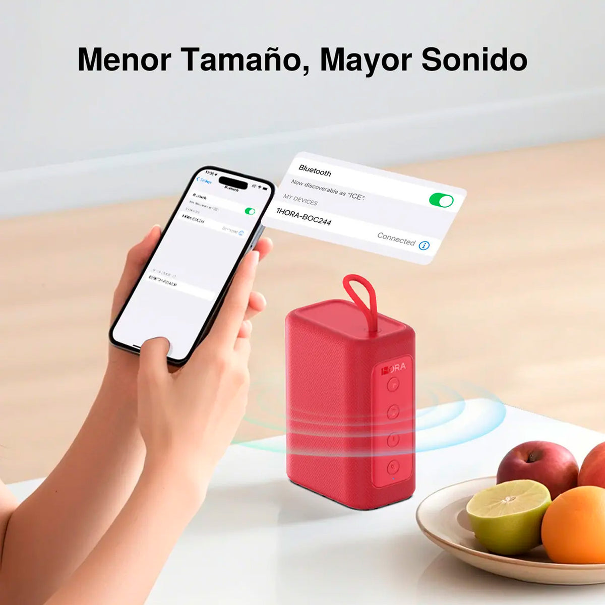 Parlante 1Hora BOC244 Rojo Bluetooth 5.3 7W TWS Portátil