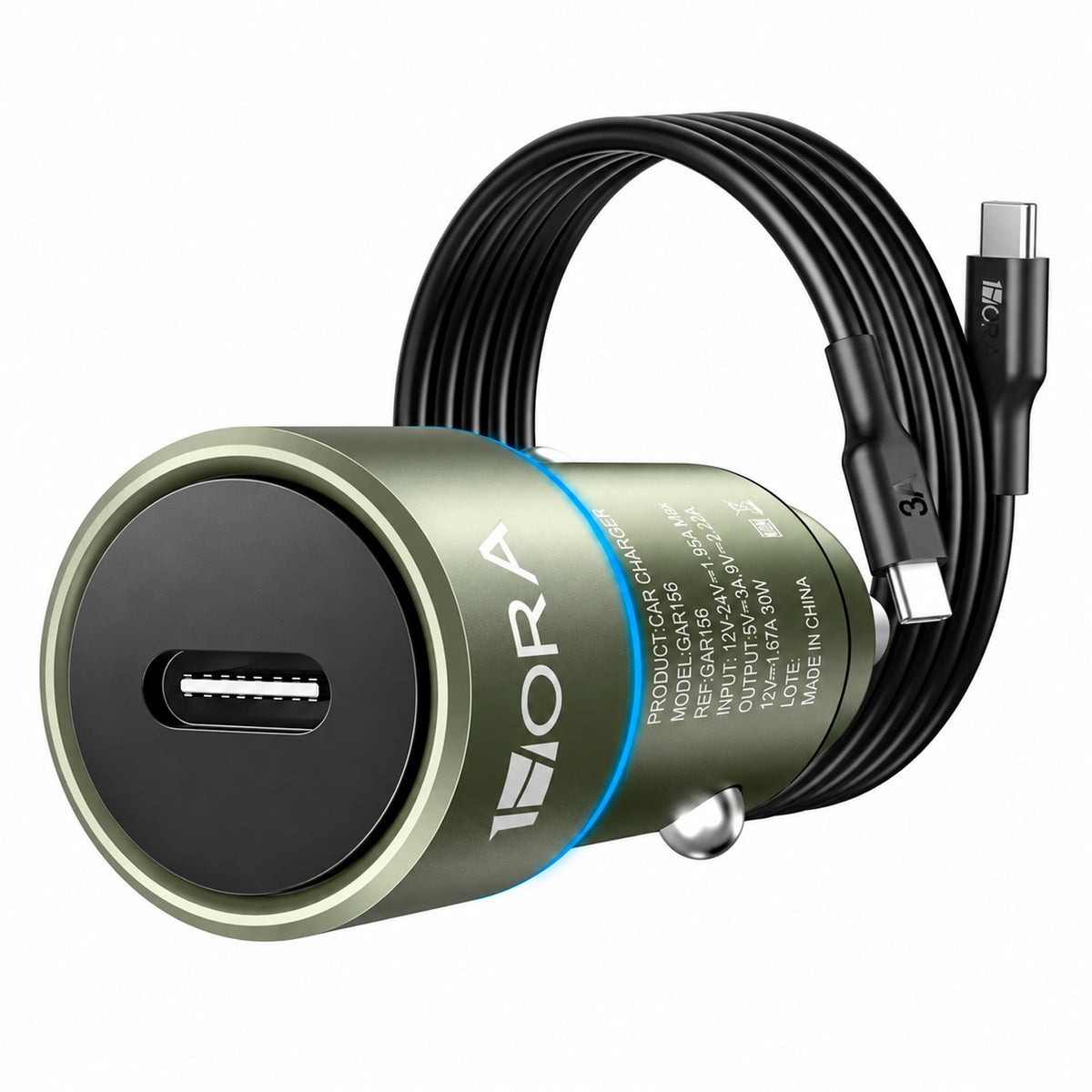 Cargador Auto Con Cable Tipo-C a Tipo-C 1m 20W 1hora Gar156