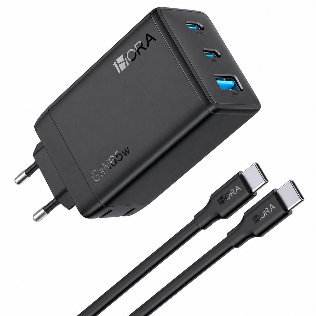 Cargador 1Hora Super Carga Rapida GAR322 GaN 65W 3 Puertos