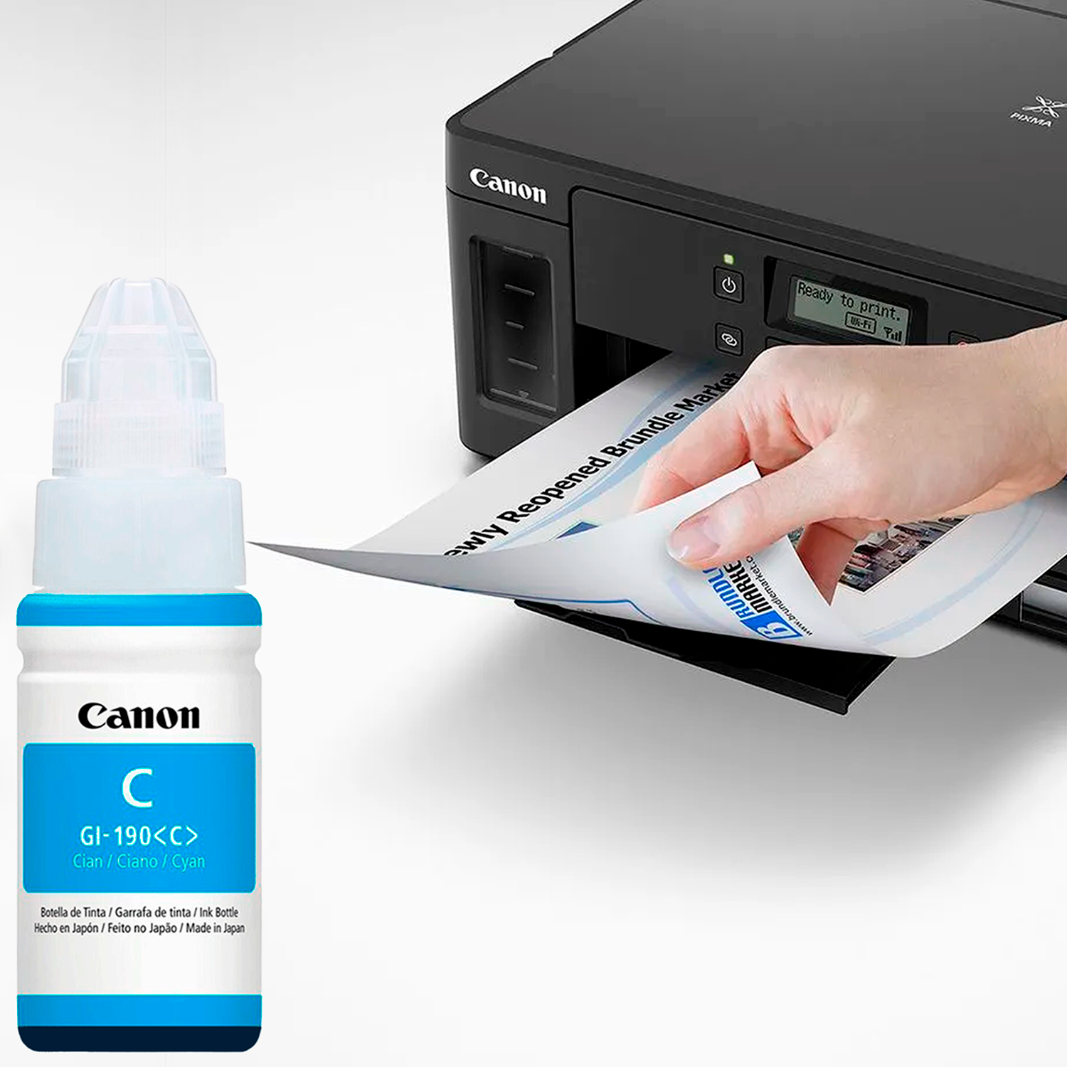 Botella de tinta GI-190 Canon PIXMA Cyan 70 ML