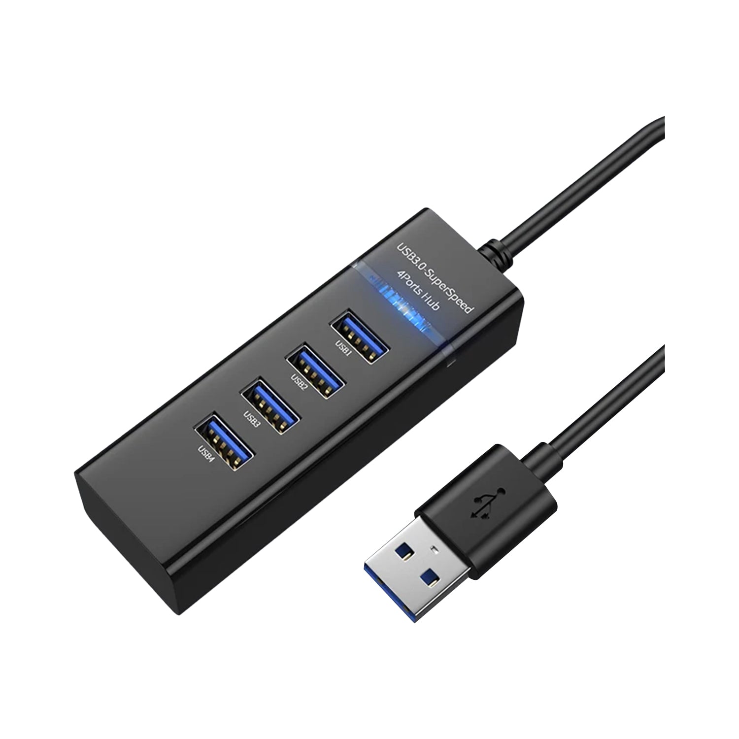 Adaptador Hub USB 3.0 4 en 1 Multipuerto Cable USB 1.2m Luz LED Compatible Mac Windows