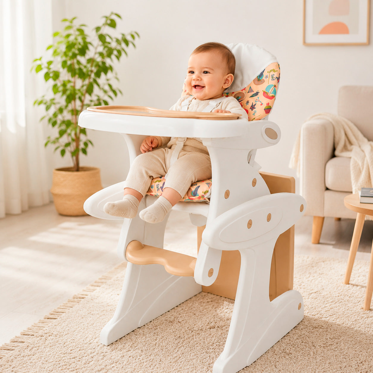 Silla Multifuncional Para Bebés 4 En 1 Reclinable Con Mesa