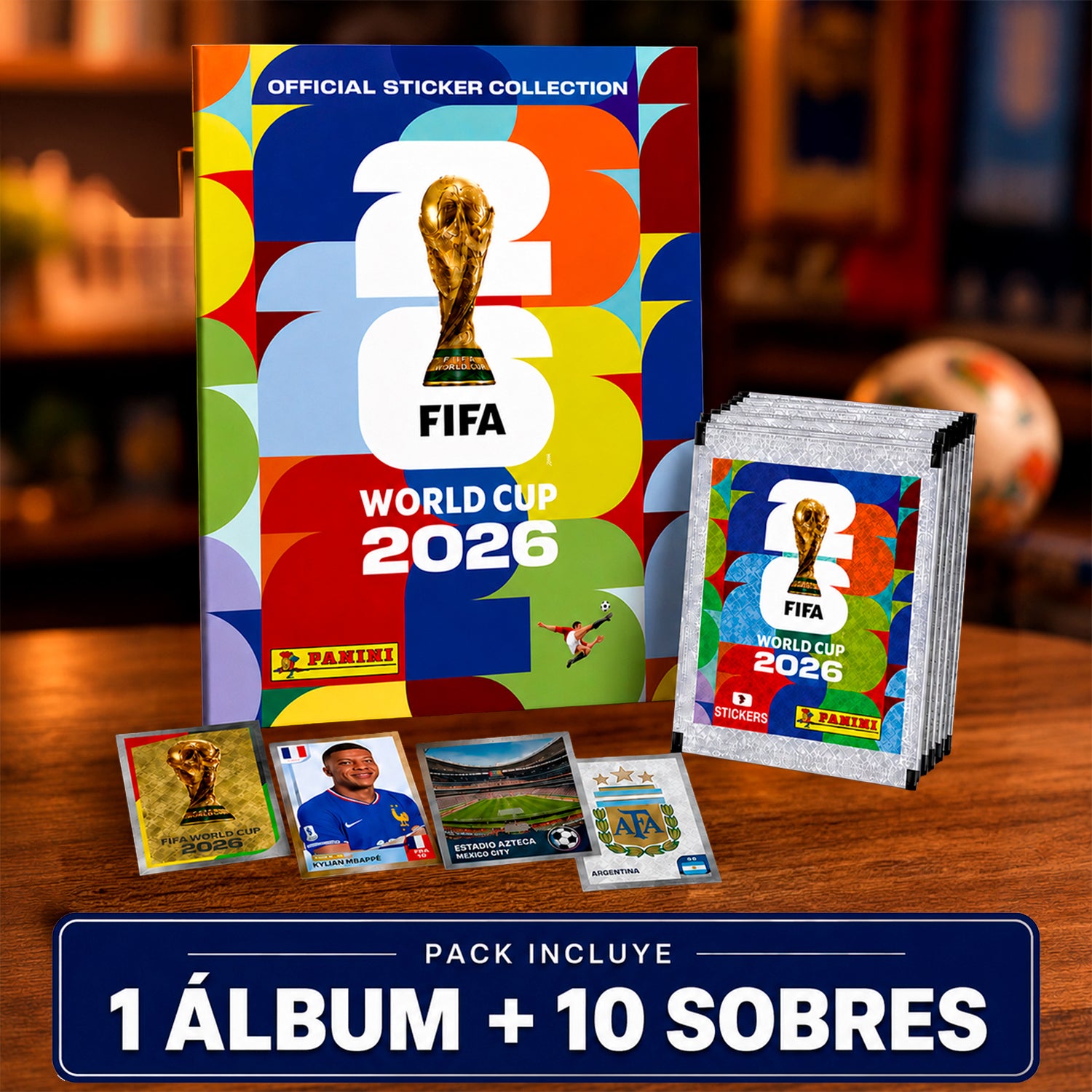Pack Album Panini + 10 Sobres 70 Laminas Fifa Mundial 2026