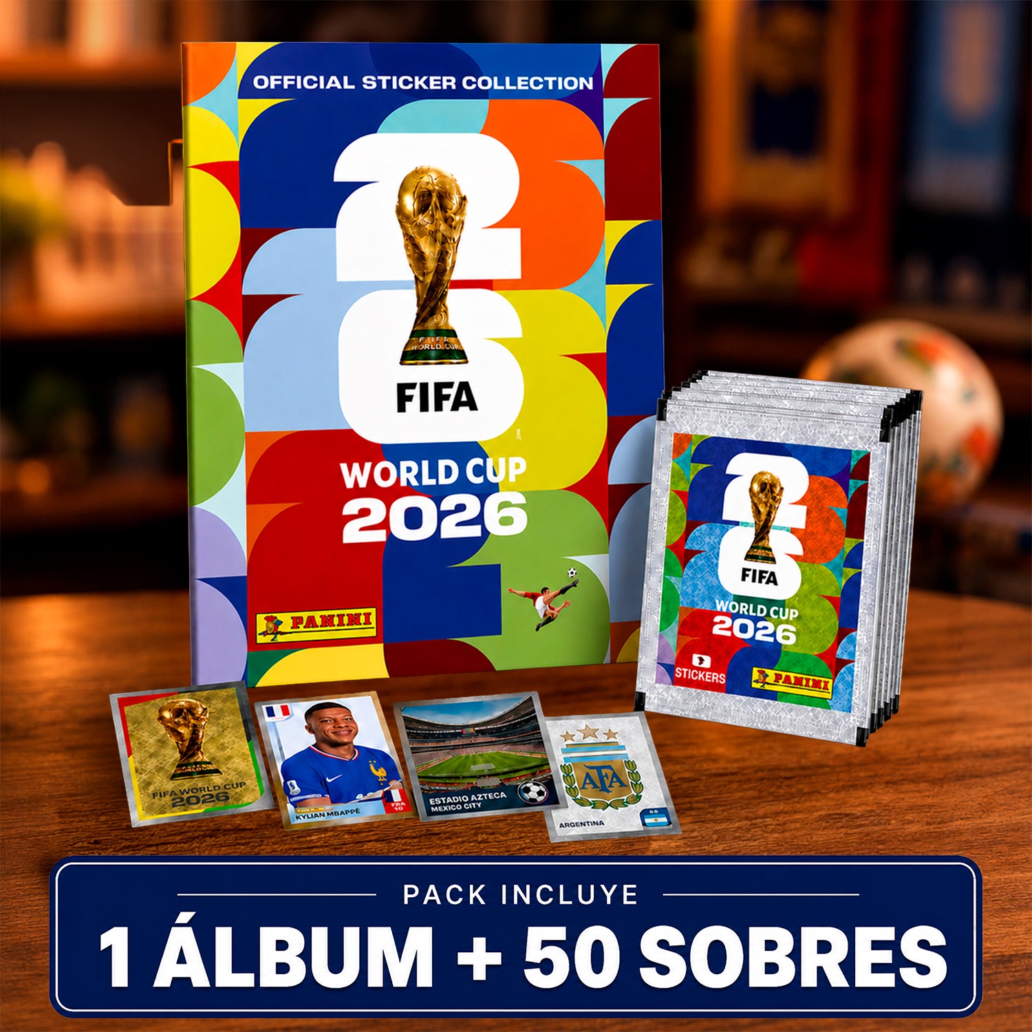 Pack Album Panini + 50 Sobres 350 Laminas Fifa Mundial 2026