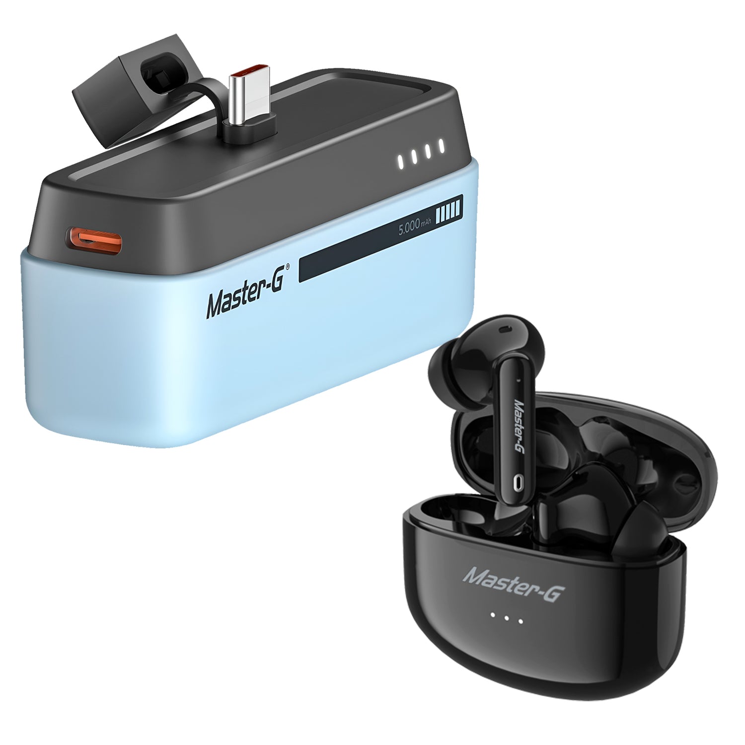 Kit Duo PowerBank 5.000 mAh + Audifonos Bluetooth Master-G