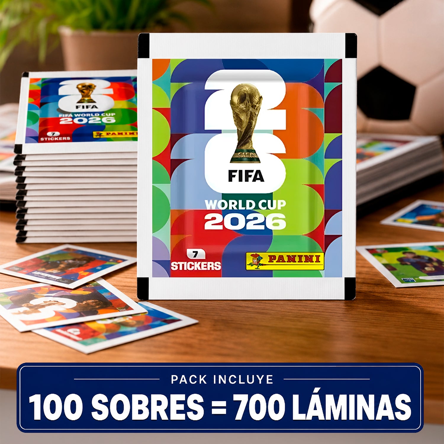 Pack de 100 sobres de laminas Panini Mundial 2026 700 lamina