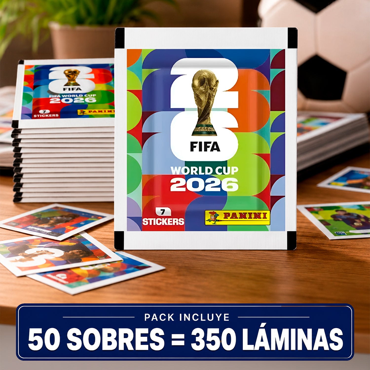 Pack de 50 sobres de laminas Panini Mundial 2026 350 laminas