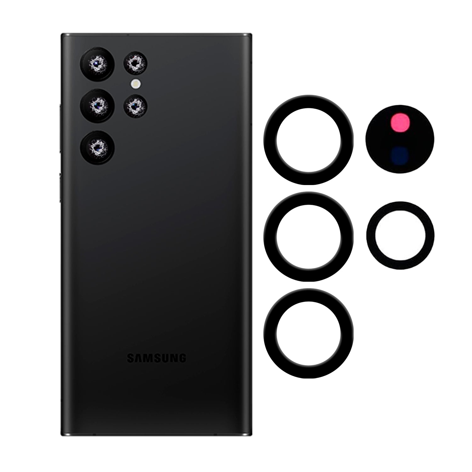 Vidrio de Camara Trasera Compatible con Samsung S22 Ultra + Adhesivo