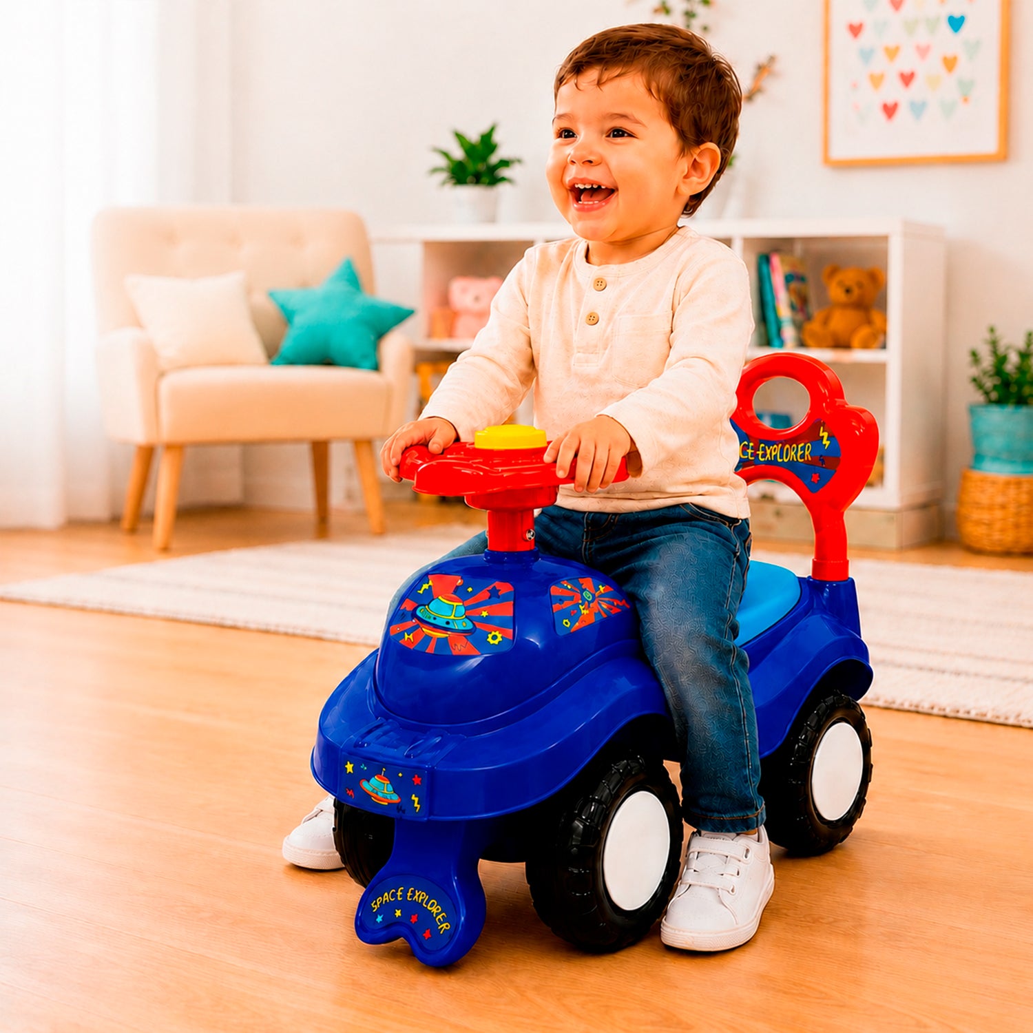 Auto Correpasillo Andador Bocina Respaldo Maleta 18-36 Meses