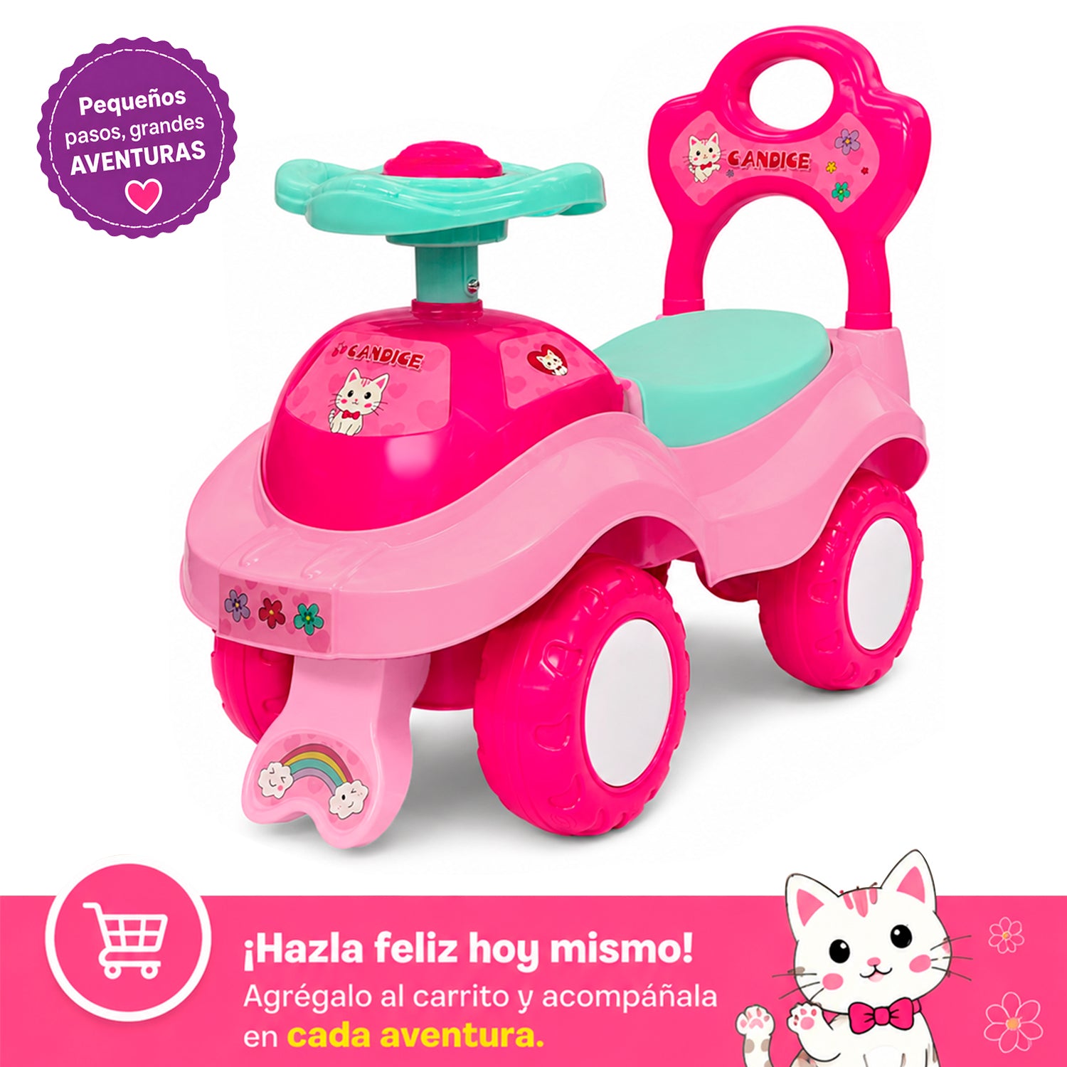 Auto Correpasillo Andador Bocina Maleta Respaldo 18-36 Meses