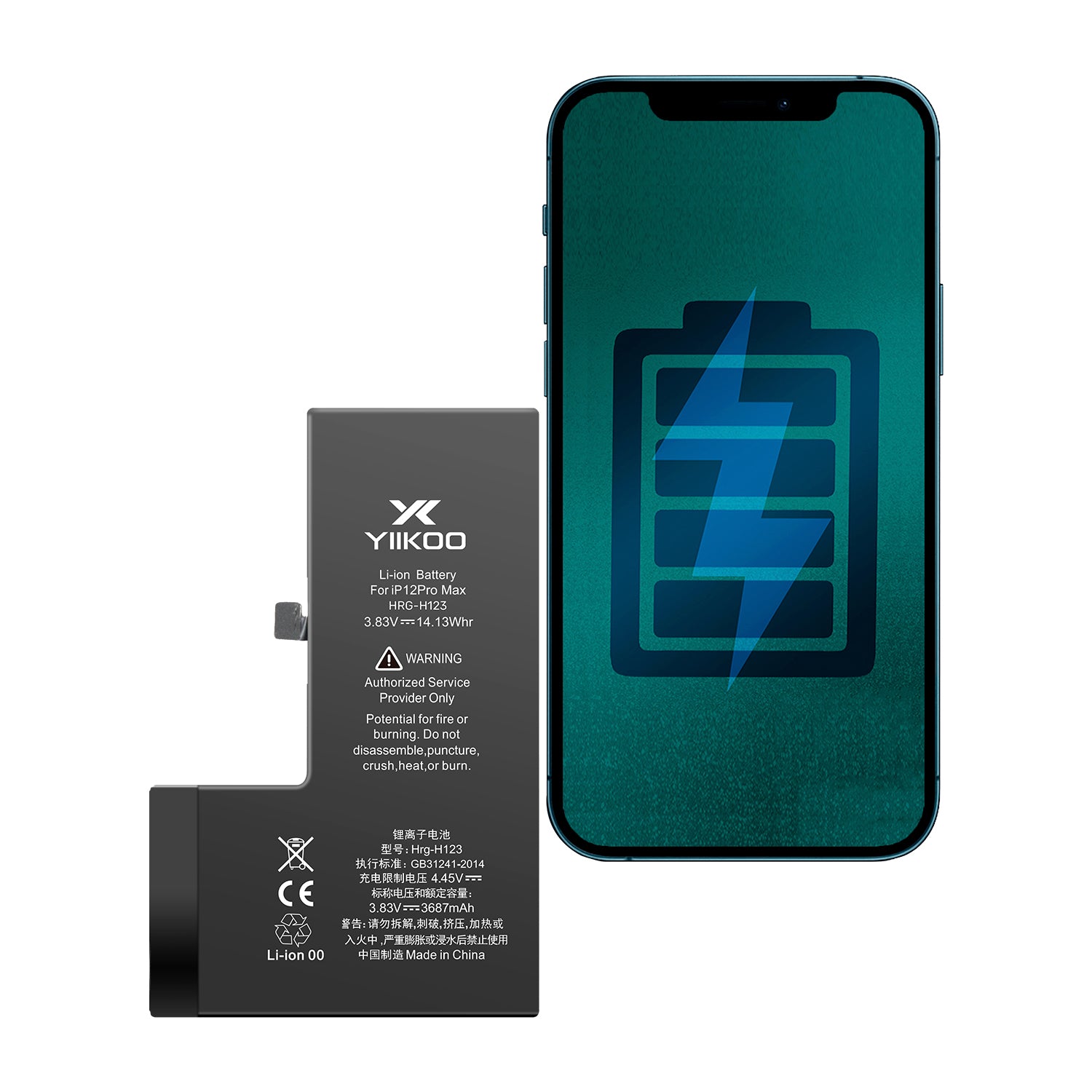 Bateria para iPhone 12 PM YIIKOO Autoprogramable sin alerta