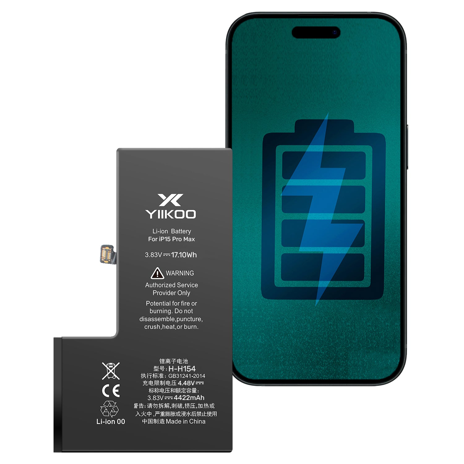 Bateria para iPhone 15 PM YIIKOO Autoprogramable sin alerta