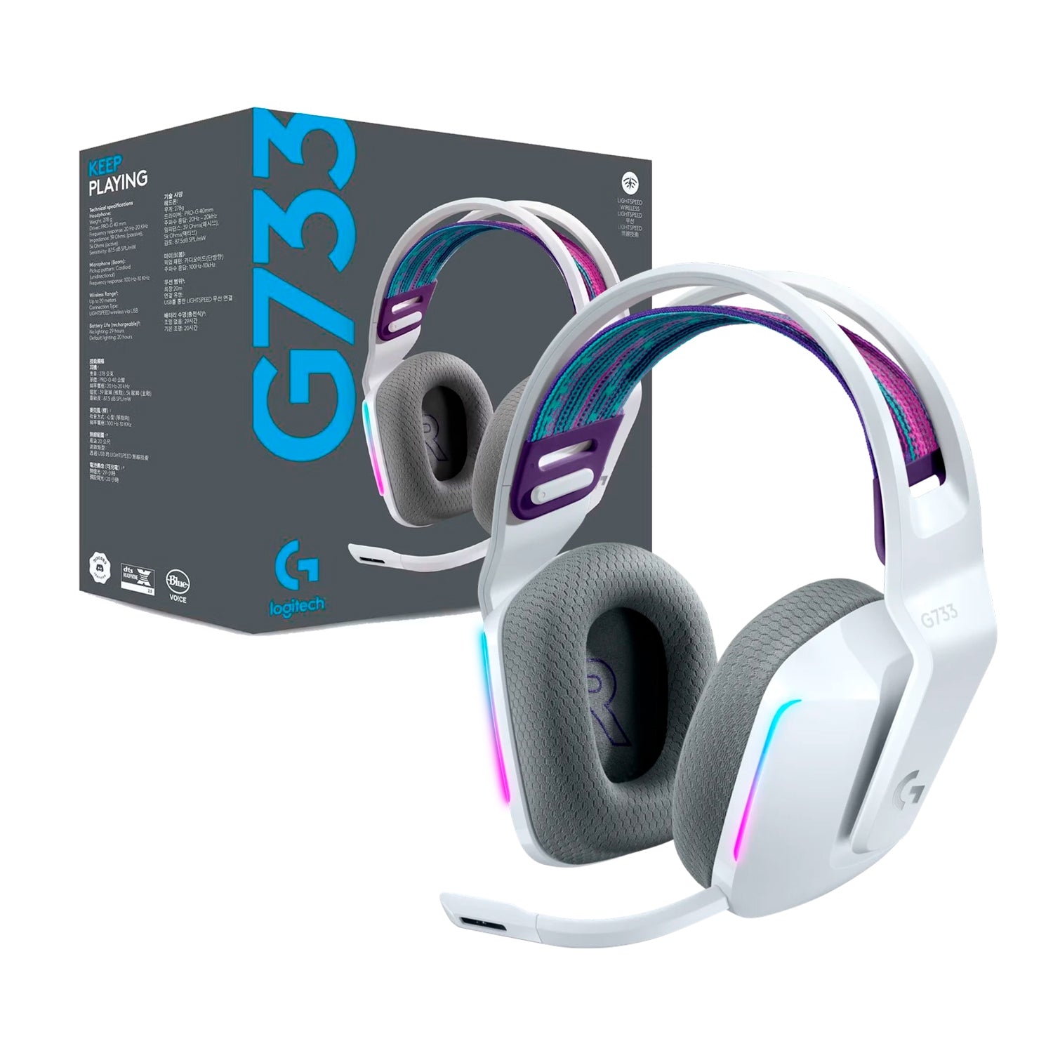 Audifonos Gamer Inalambricos Logitech G733 Recargable Lightspeed Headphone:X 2.0 Microfono Cardioide
