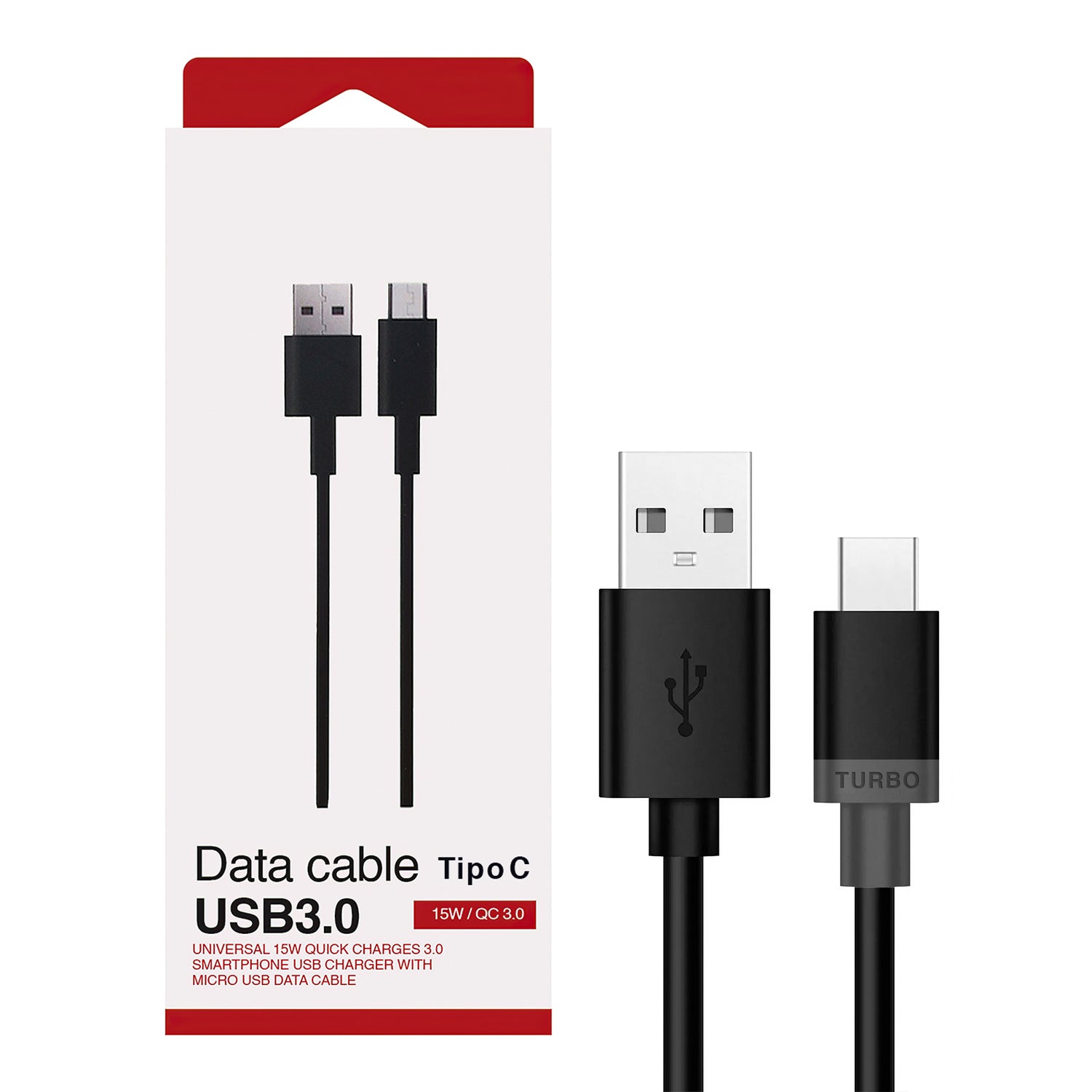 Cable USB-C a USB-A Compatible con Motorola 15W 1 Metro Potencia Turbo