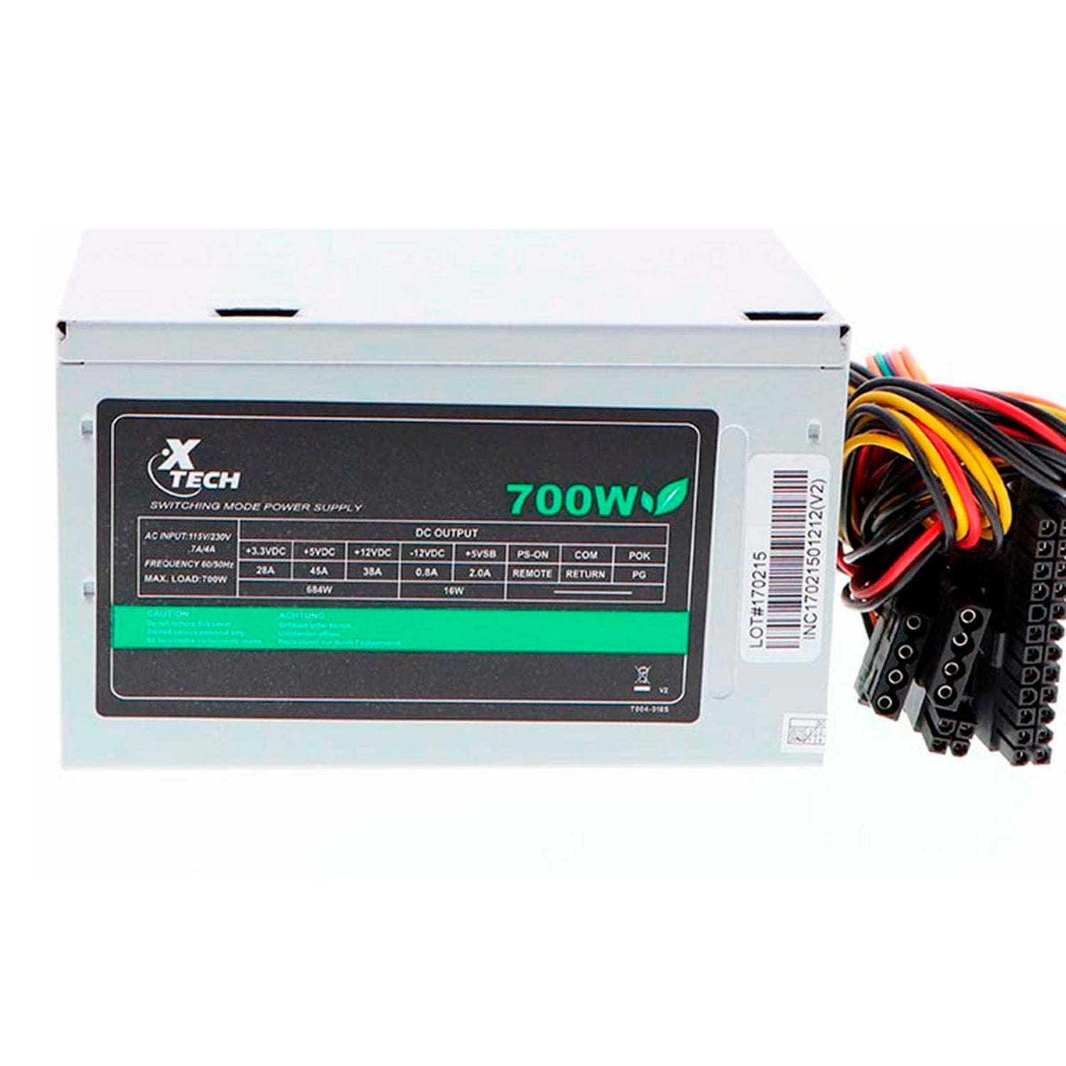Fuente de poder XTECH 700W ATX 8cm 5-pin Conectores SATA