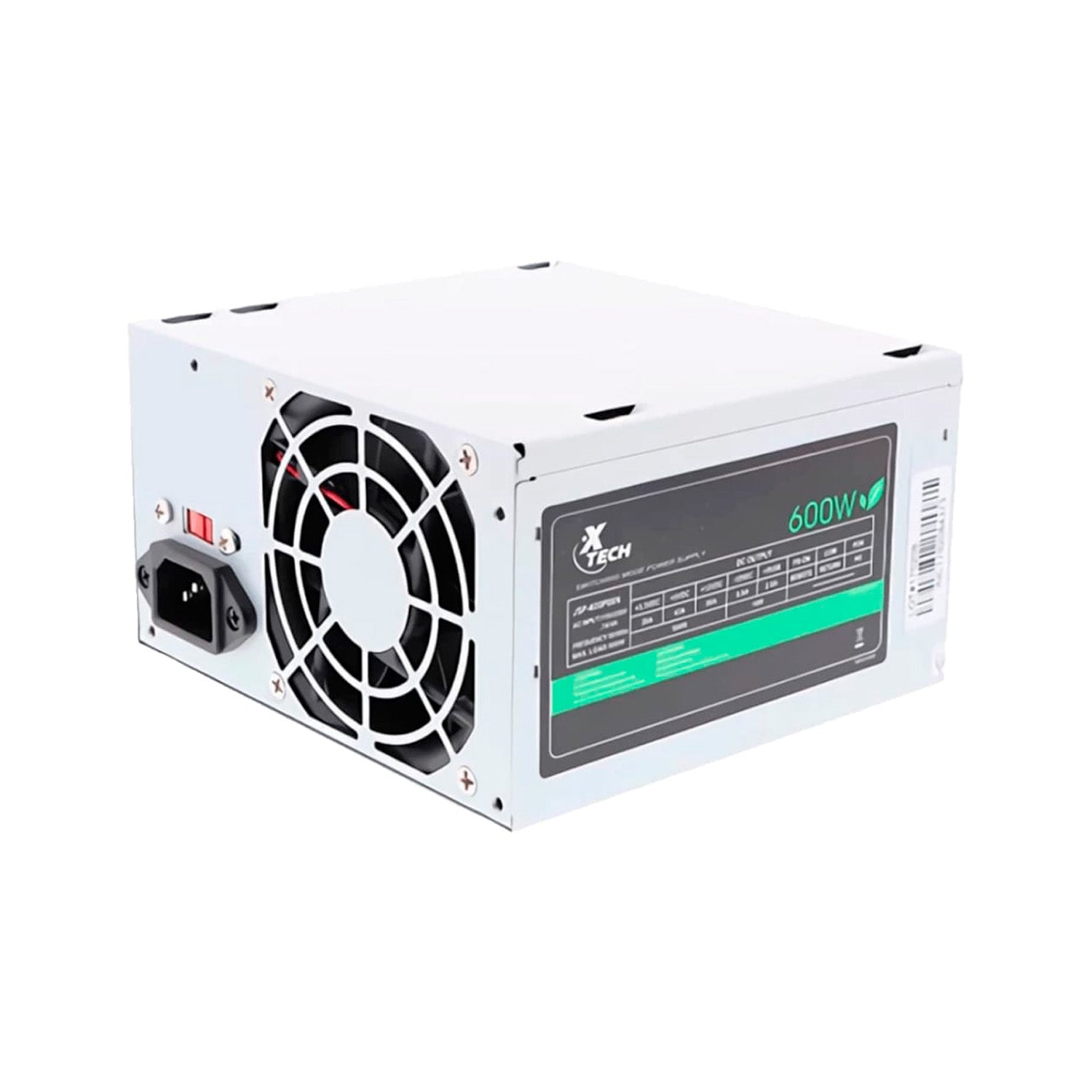 Fuente de poder XTECH 600W ATX 8cm 2pcs 5pin Conectores SATA