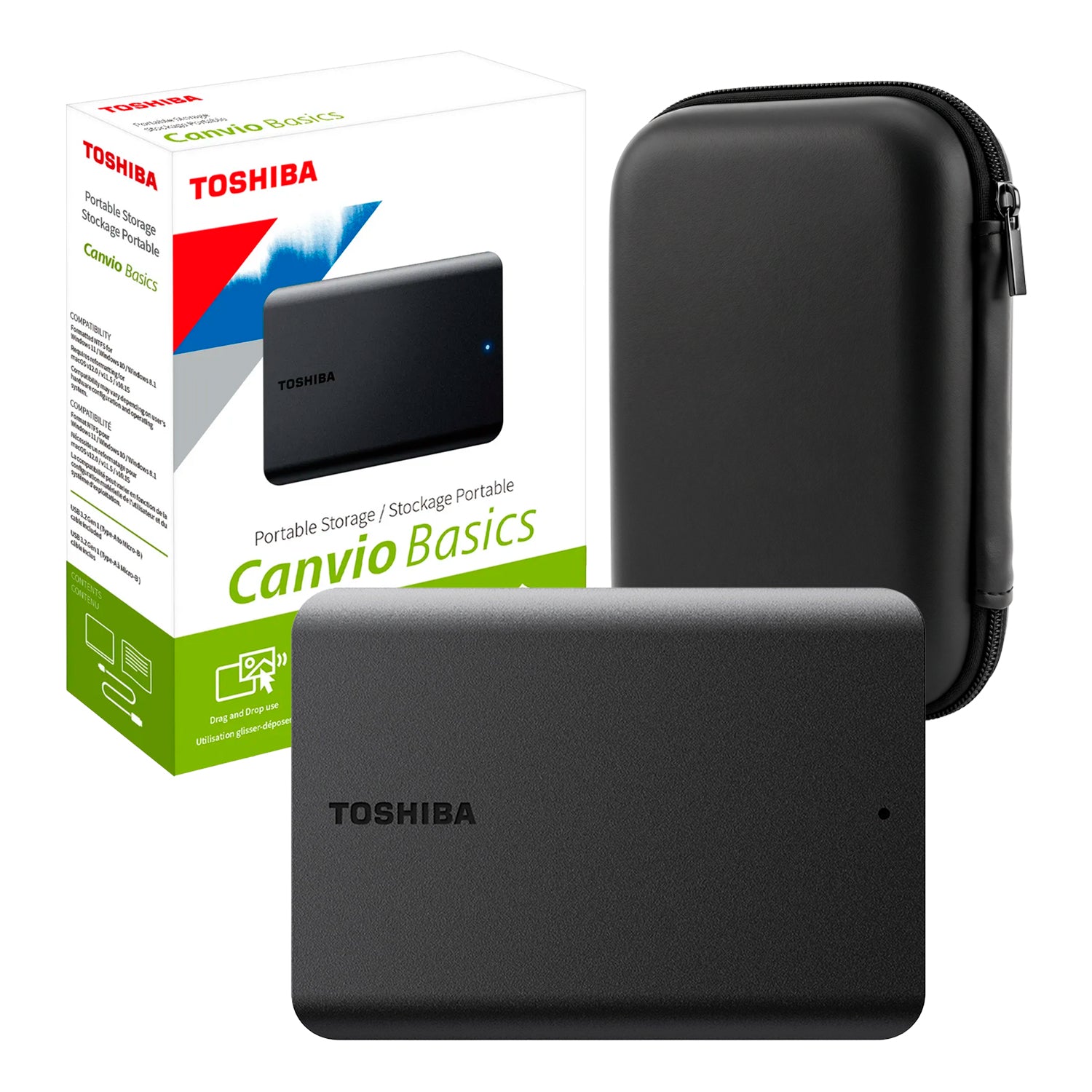 Disco Externo Toshiba 2TB Canvio Basics + Funda Protectora