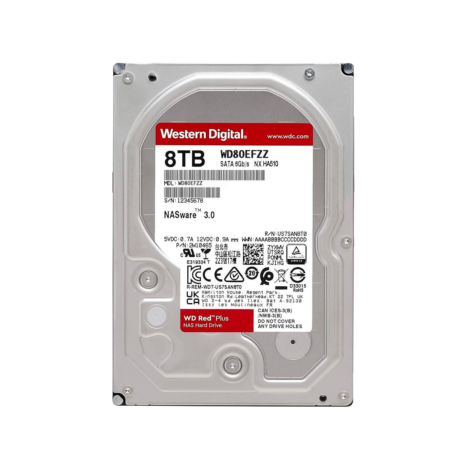 Disco Duro Interno Western Digital Red Plus NAS 8TB 3.5" SATA 3 5640Rpm Cache 128MB [ WD80EFZZ ]
