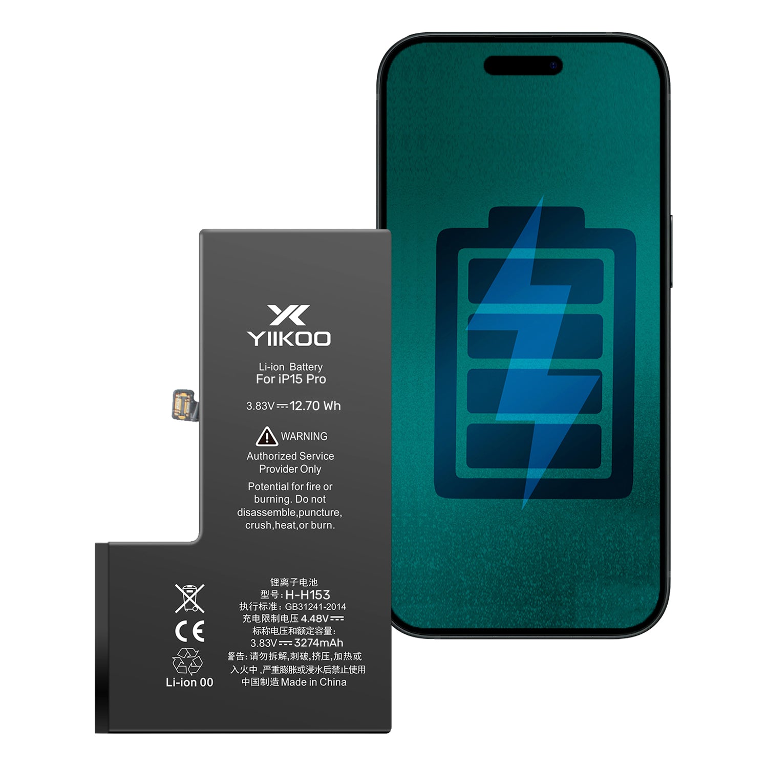 Bateria para iPhone 15 Pro YIIKOO Autoprogramable sin alerta